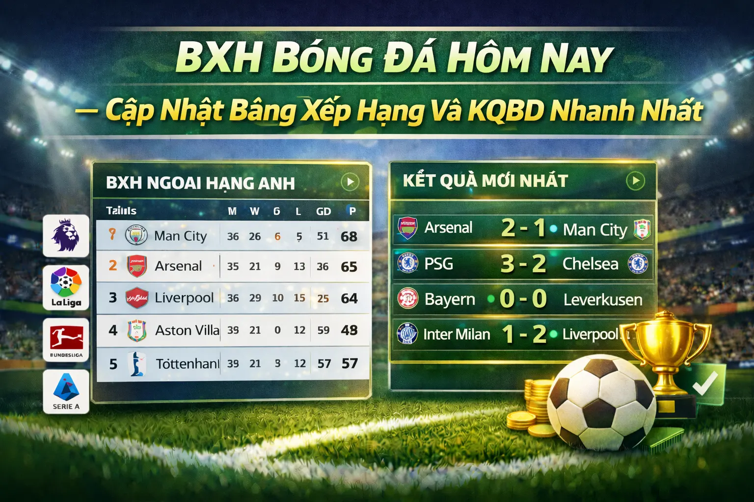 BXH Bóng Đá Hôm Nay – Cập Nhật Bảng Xếp Hạng Và KQBD Nhanh Nhất